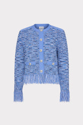 Fringe Trim Cardigan Blue | Milly Women
