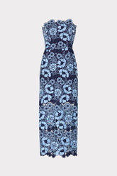 Kait Two Tone Floral Lace Midi Dress Blue/Navy | Milly Women