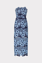 Kait Two Tone Floral Lace Midi Dress Blue/Navy | Milly Women