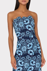 Kait Two Tone Floral Lace Midi Dress Blue/Navy | Milly Women