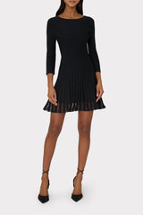 Tabitha Sheer Godet Mini Dress Black | Milly Women