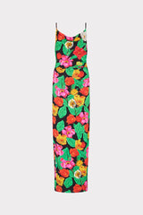 Tulip Rosette Ruched Cowl Neck Midi Dress Black Multi | Milly Women