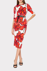 Windflower Jersey Midi Dress Coral Multi | Milly Women
