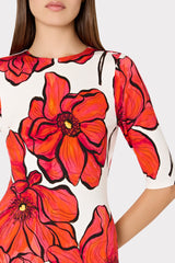Windflower Jersey Midi Dress Coral Multi | Milly Women