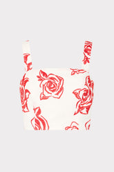 Rose Embroidery Crop Top Red/White | Milly Women