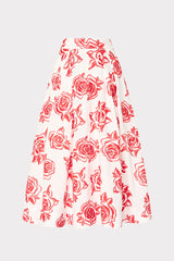 Juliet Rose Embroidery Midi Skirt Red/White | Milly Women