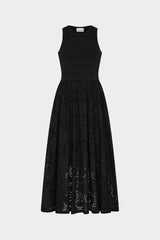Geo Eyelet Knit Combo Midi Dress Black | Milly Women