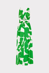 Catarina Grand Foliage Poplin Maxi Dress Green/White | Milly Women