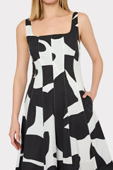 Grand Foliage Poplin Midi Dress Black/White | Milly Women