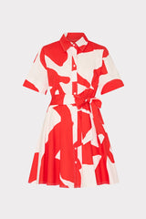 Grand Foliage Poplin Mini Dress Red/White | Milly Women
