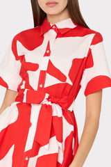 Grand Foliage Poplin Mini Dress Red/White | Milly Women