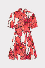 Juni Windflower Pastel Poplin Mini Dress Coral Multi | Milly Women