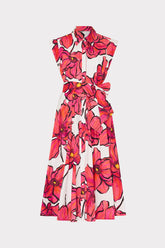 Jules Windflower Pastel Poplin Midi Dress Coral Multi | Milly Women