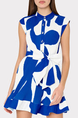 Joan Grand Foliage Pleated Dress Blue/White | Milly Women