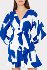 Liv Grand Foliage Pleated Dress Blue/White | Milly Women