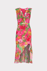 Nanci Tulip Rosette Ruffle Dress Pink Multi | Milly Women