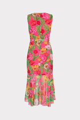 Nanci Tulip Rosette Ruffle Dress Pink Multi | Milly Women