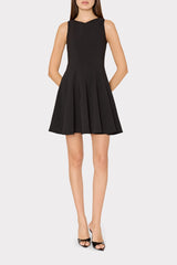Sleeveless Stretch Cady Fit And Flare Dress Black | Milly Women