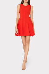 Sleeveless Stretch Cady Fit And Flare Dress Red | Milly Women