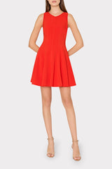 Sleeveless Stretch Cady Fit And Flare Dress Red | Milly Women