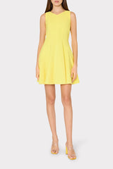 Sleeveless Stretch Cady Fit And Flare Dress Yellow | Milly Women