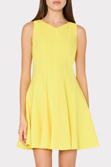 Sleeveless Stretch Cady Fit And Flare Dress Yellow | Milly Women