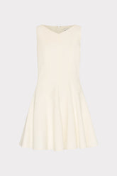 Sleeveless Stretch Cady Fit And Flare Dress Ecru | Milly Women