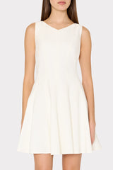 Sleeveless Stretch Cady Fit And Flare Dress Ecru | Milly Women
