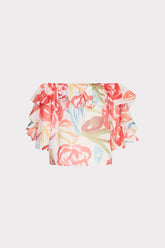 Floraison Rouge Organza Ruffle Top Red Multi | Milly Women