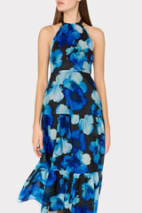 Hayden Watercolor Petals Organza Dress Blue Multi | Milly Women