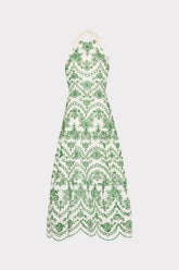 Hayden Scallop Eyelet Dress White/Green | Milly Women