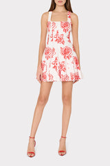 Ariel Rose Embroidery Mini Dress Red/White | Milly Women