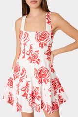 Ariel Rose Embroidery Mini Dress Red/White | Milly Women