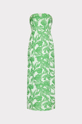 Tulip Jacquard Strapless Dress Green Multi | Milly Women