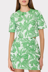 Tulip Jacquard Modern Mini Skirt Green Multi | Milly Women
