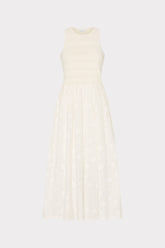 Geo Eyelet Knit Combo Midi Dress Ecru | Milly Women