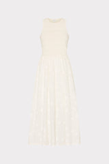 Geo Eyelet Knit Combo Midi Dress Ecru | Milly Women
