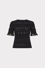 Smocked Finish Pointelle Top Black | Milly Women