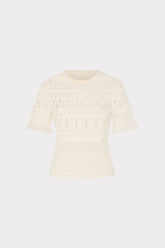 Smocked Finish Pointelle Top Ecru | Milly Women