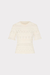 Smocked Finish Pointelle Top Ecru | Milly Women
