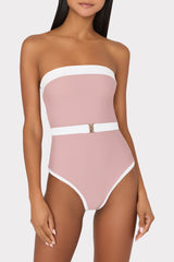 Ravello Strapless Color Block One Piece Beige/White | Milly Women