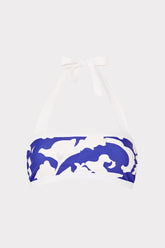 Lily Silhouette Bandeau Halter Top Blue/Ecru | Milly Women