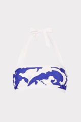 Lily Silhouette Bandeau Halter Top Blue/Ecru | Milly Women