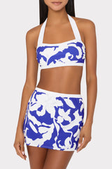 Lily Silhouette Swim Skirt Blue/Ecru | Milly Women