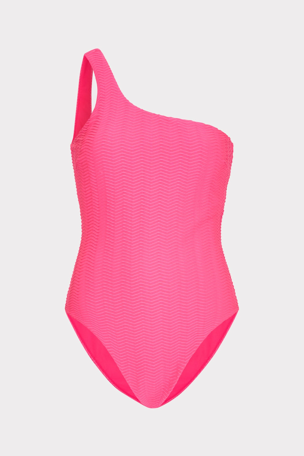 Joni Textured Chevron One Shoulder One Piece Fuchsia | Milly Women