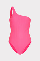Joni Textured Chevron One Shoulder One Piece Fuchsia | Milly Women