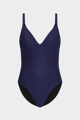 Shimmer Texture Braided One Piece Navy | Milly Women
