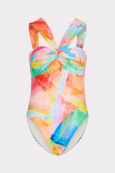 Betsy Watercolor Paint Stroke Bandeau One Piece Multi | Milly Women
