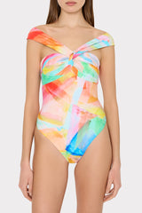 Betsy Watercolor Paint Stroke Bandeau One Piece Multi | Milly Women