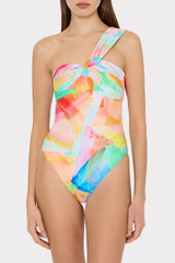 Betsy Watercolor Paint Stroke Bandeau One Piece Multi | Milly Women